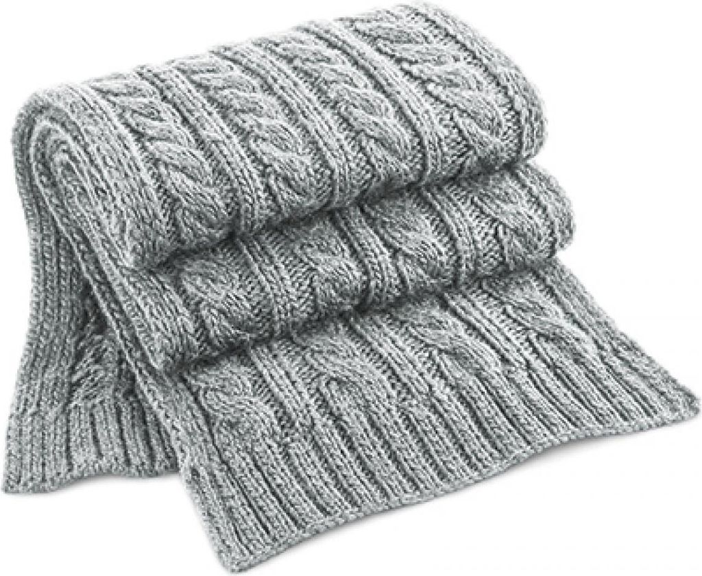 Beechfield B499 | Schals Cable Knit Melange Scarf - Farbe: Light Grey - Größe: 168 x 27 cm