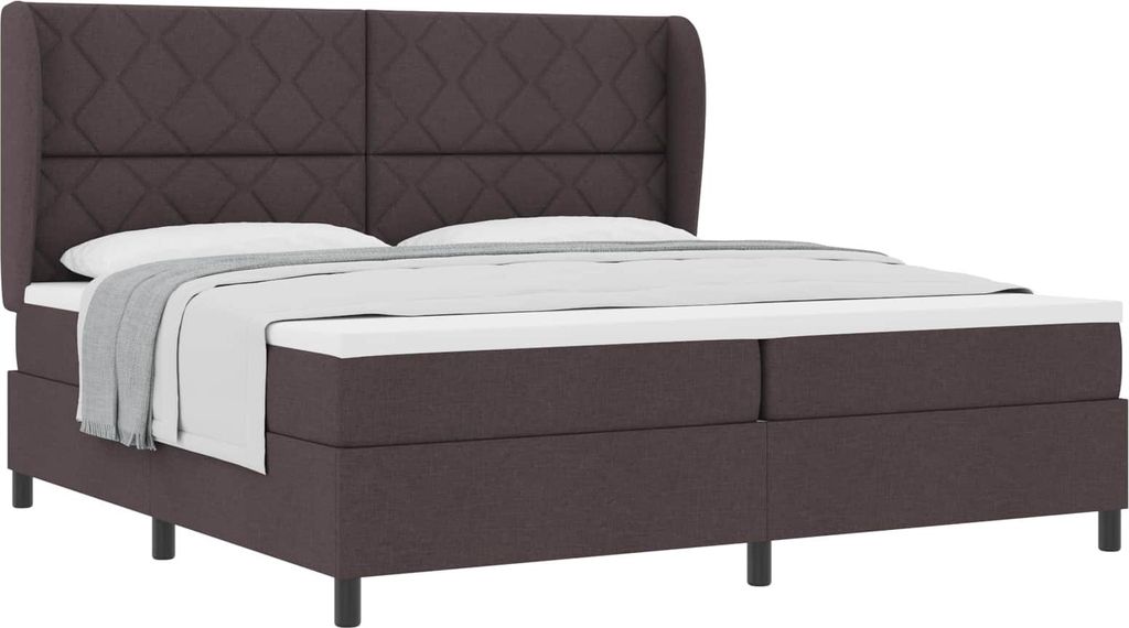 Boxspringbett mit Matratze Dunkelbraun 200 x 200 cm Stoff