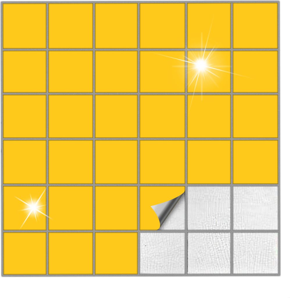 Fliesenaufkleber Für Bad, Küche etc Gelb 21 glänzend 7,5 x 7,5 cm 5 Stück