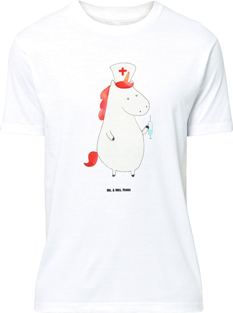 Mr. & Mrs. Panda Größe L T-Shirt Einhorn Krankenschwester - Weiß - Geschenk, Shirt, Krankenpflegerin, Krankenhaus, Ärztin, Tshirt, Unicorn, Dan...