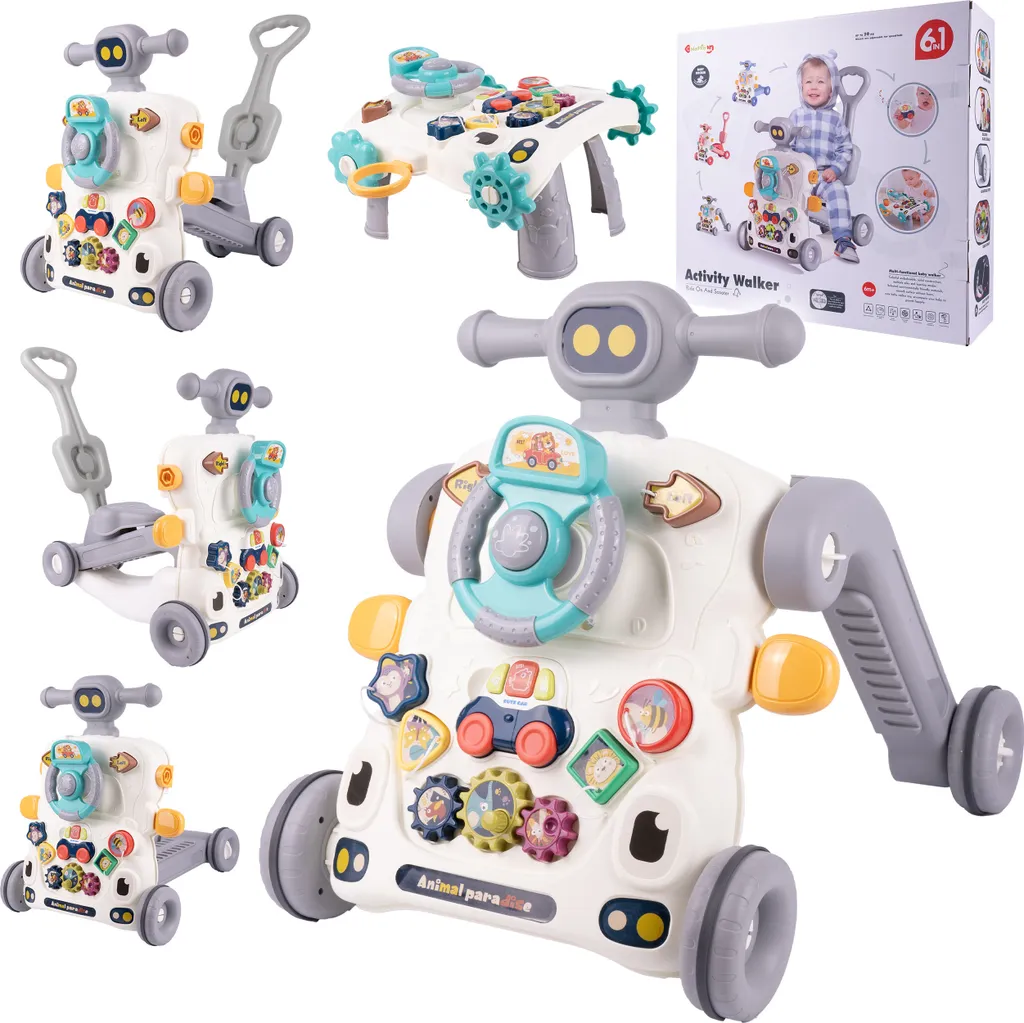 Trotteur Bébé Multifonction 6in1 - Table de Jeu avec Sons et Lumières