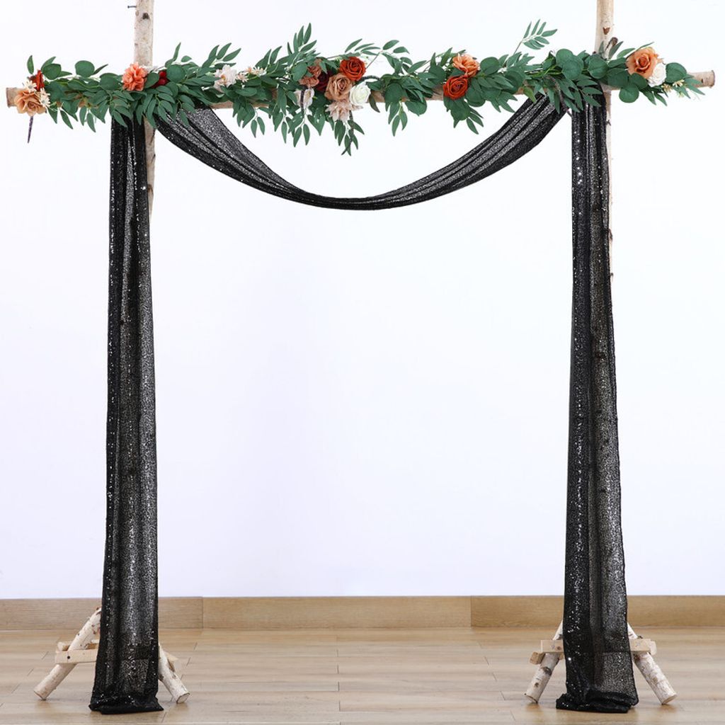 (600×30cm,Schwarz)Hochzeitsbogen-Dekoration Hochzeit Pailletten Vorhang Funkelnd für Hochzeitsfeier Geburtstag Festival Dekoration Outdoor ...