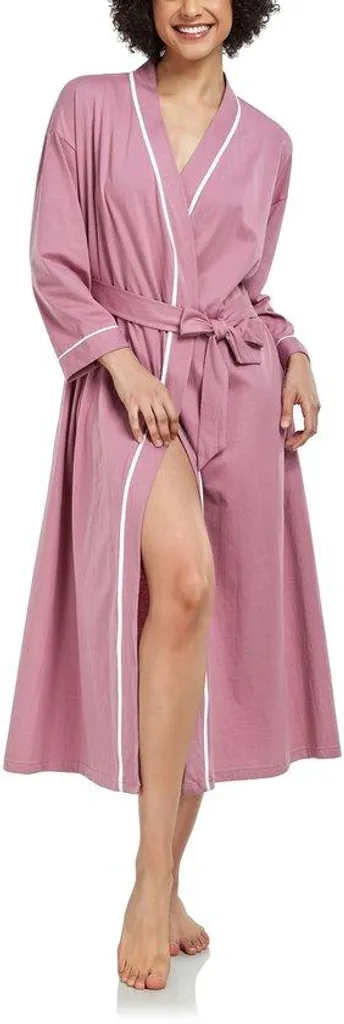Peignoir long femme en coton doux avec poches de taille S en Rose