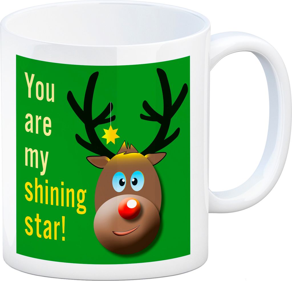 Weihnachten Kaffeebecher mit Rentier Motiv in Grün