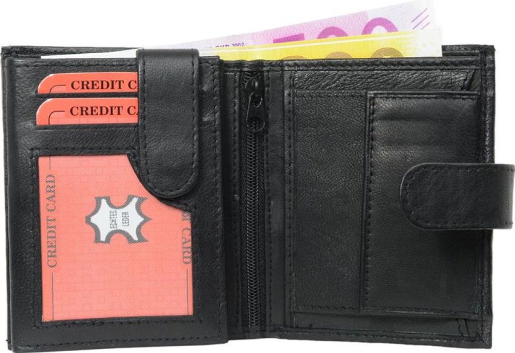 Geldbörse Nappa Leder mit Außenriegel schwarz  ca. 9,0 x Produktbild 