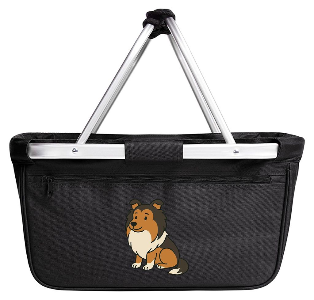 Huuraa Einkaufskorb Shetland Sheepdog Comic Sheltie 20 Liter Black faltbarer Tragekorb Geschenkidee
