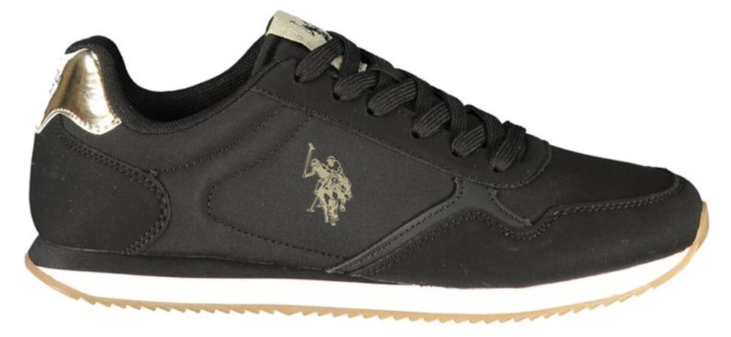 Damen Sportschuh in Schwarz mit Gold-Details und Wechselfußbett