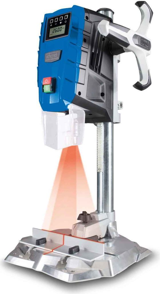 Scheppach Tischbohrmaschine DP55 Bohrmaschine | mit LCD-Display und Laser | 710W | Drehzahl 500–2600 min-1 | Spannbereich 1,5–13mm Säulenbohrm...