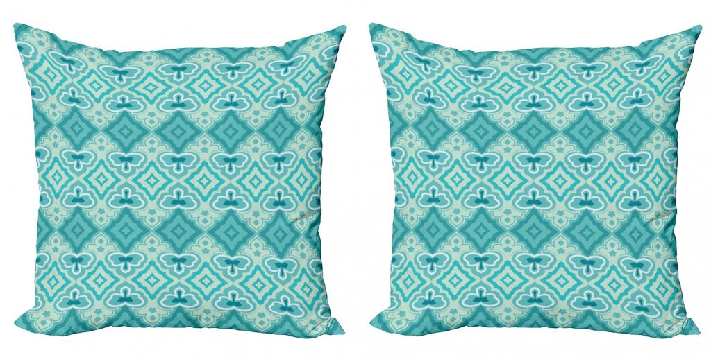 ABAKUHAUS Teal Kissenbezug Set (2Stück), Abstraktes Geometrisches Muster In Der Vintage Historischen Formes, 60x60cm, Teal Beige