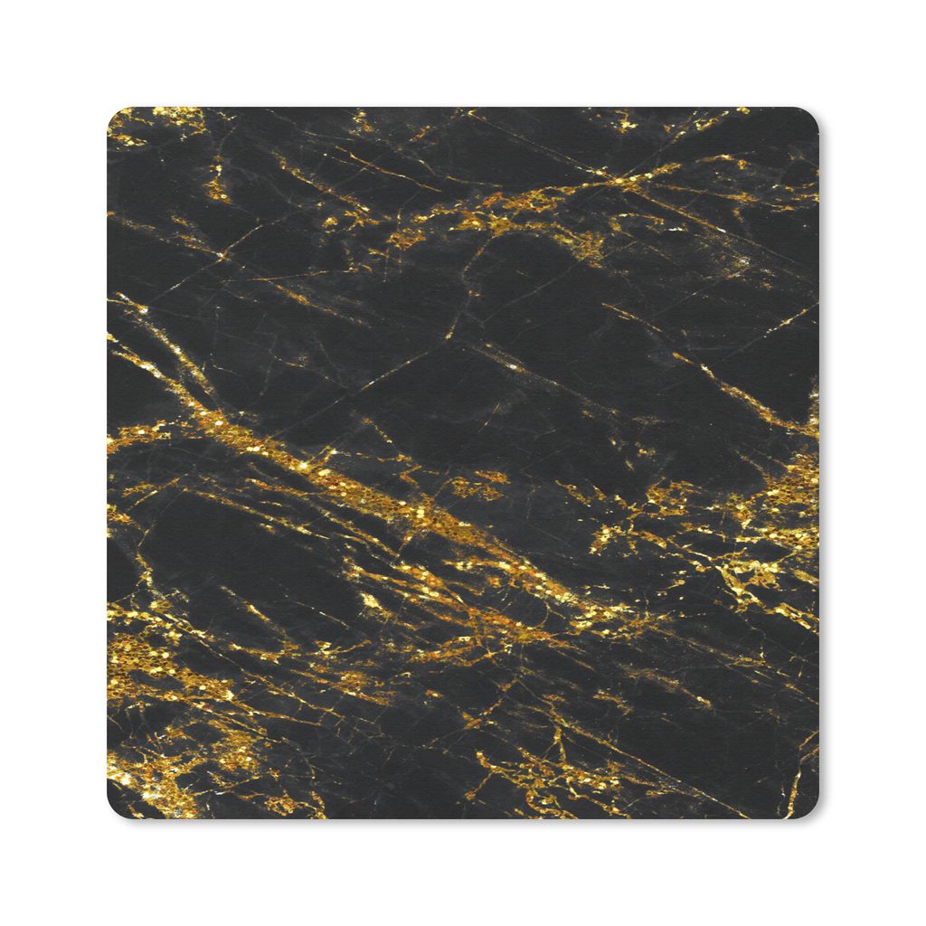 MuchoWow Mauspad Mousepad Marmor - Gold - Schwarz - Luxus 30x30 cm - Mousepads - Maus Mat - Pad - Mausunterlage - Gaming