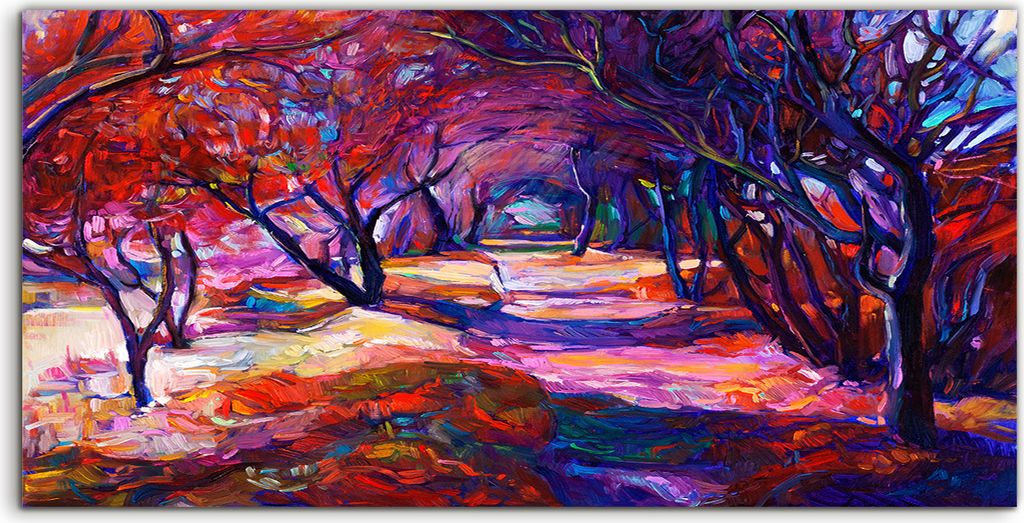 Coloray Glasbild 140x70 Wandbild Glasbilder Foto Kunstdruck Landschafts Wald Pfad