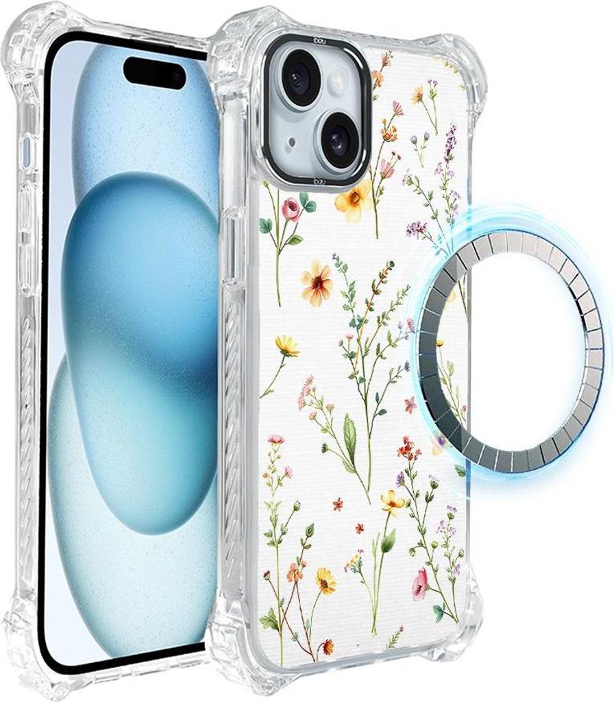 iPhone 15 IBIZU DropGuard Ultra Case mit MagSafe, Pastel Bloom, Summer Bouquet