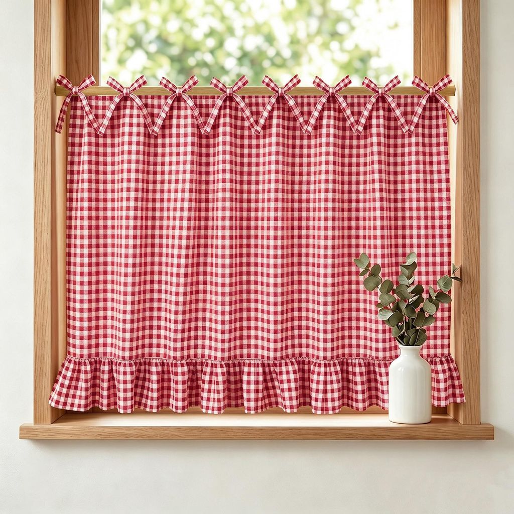 Scheibengardine Buffalo Plaid Landhausstil mit Rüschen Produktbild 