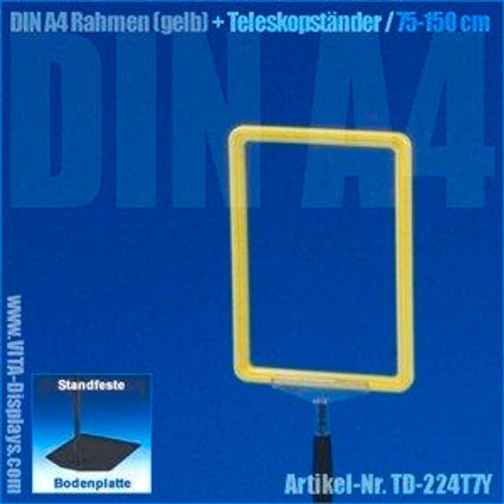A4 Rahmen (gelb) + Teleskopständer 75-150cm