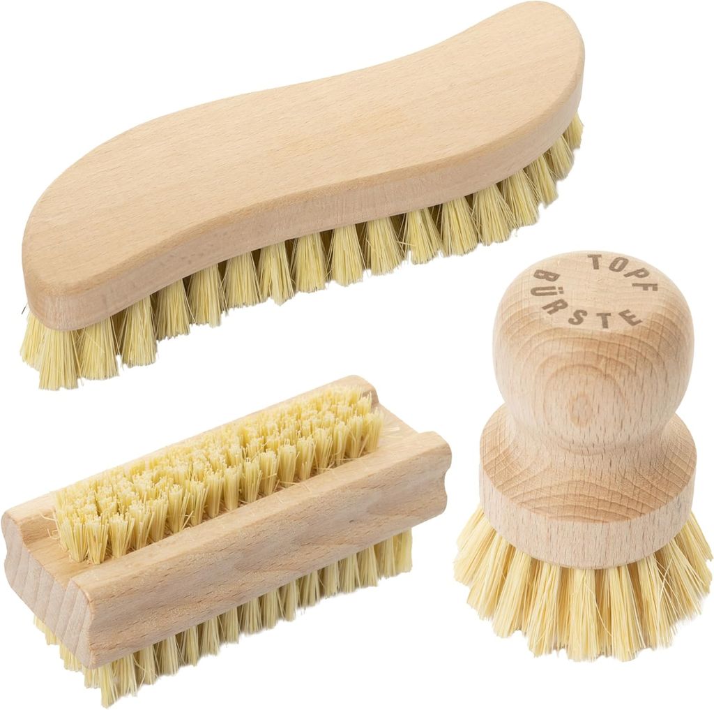 SHOWERORO 3er-Set Reinigungsbürsten – Gemüse- & Obstbürste, Topfbürste, Scheuerbürste, Blau, 8,5x8,5 Cm, Küchenhelfer