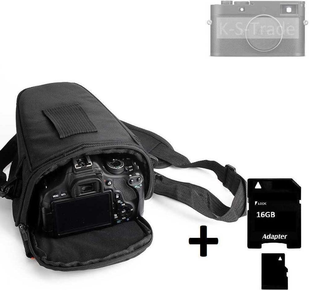 K-S-Trade Schultertasche kompatibel mit Leica M11 Monochrom Colt Kameratasche für Systemkameras DSLR DSLM SLR, Bridge etc., + 16GB Speicherkarte