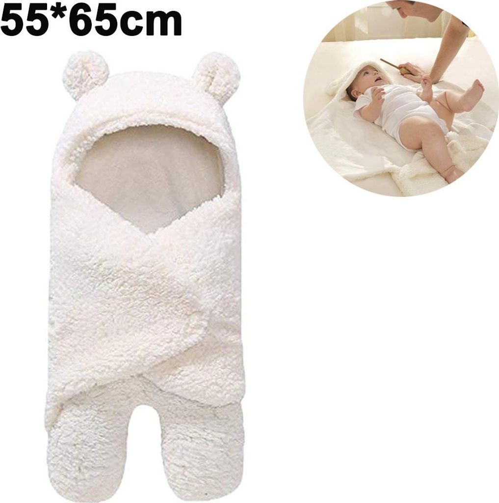 Baby-Wickeldecke für Jungen und Mädchen, niedliche Baumwoll-Plüschdecke, Babyschlafsack