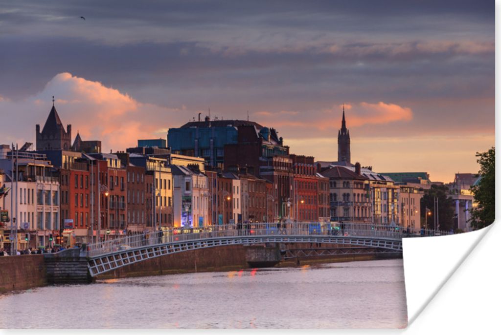 MuchoWow Poster Half Penny Bridge bei Sonnenuntergang 180x120 cm - Fotoplakat