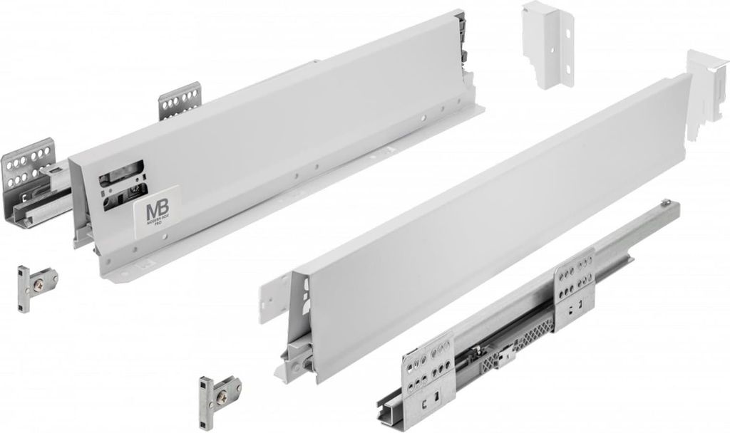 GTV - Modern Box Pro Schubladenschienen I L=550mm H=84mm I Weiss I Schublade mit Leises Schließen I Die Synchronisation des Fahrweges der Führung...