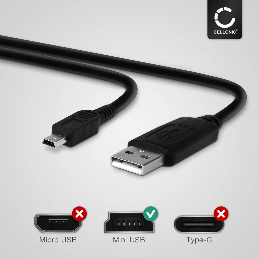 Cavo Mini USB CELLONIC 1m | Cavetto Ricarica 1A per GPS e Fotocamera - 3
