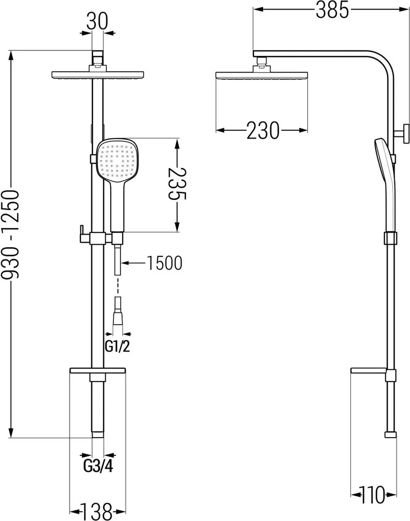 Ensemble douche Q33 chrome blanc, mitigeur performant et douchette - 2