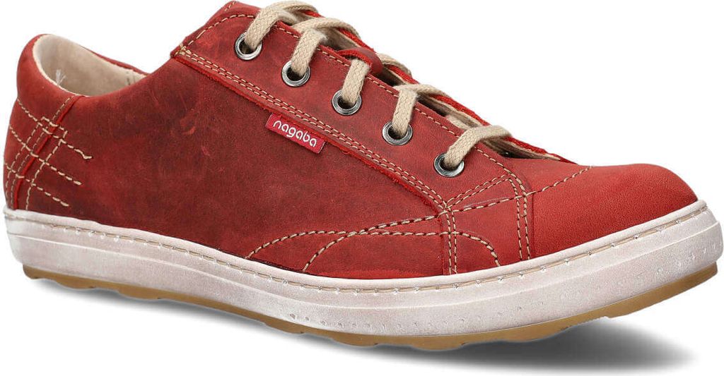 NAGABA Sneaker Herren Halbschuhe Echtleder für Herbst Frühling Rot, 44