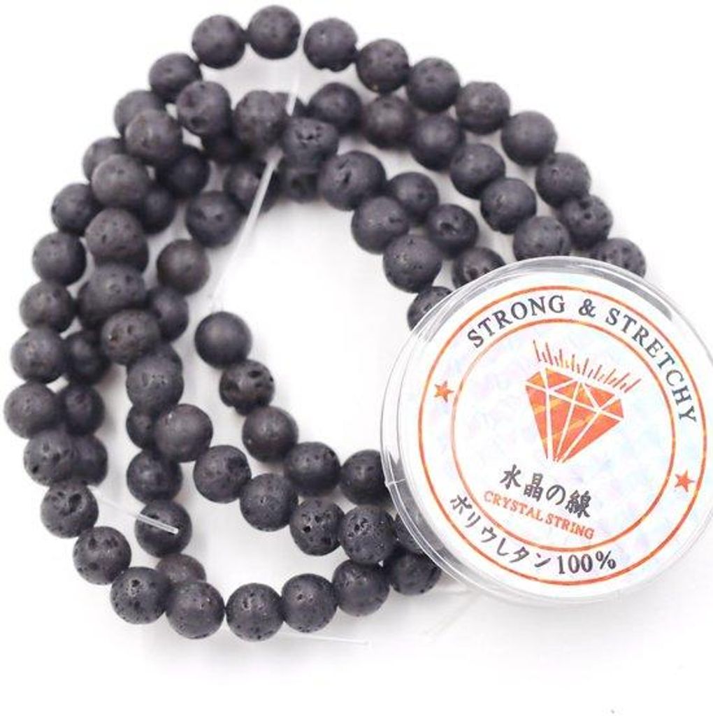 Doe-het-zelf-Sieraden-Maker-Set mit Energiesteinen Armband 4 mm 180 Stück und Schwarzem Lava-Koordinator