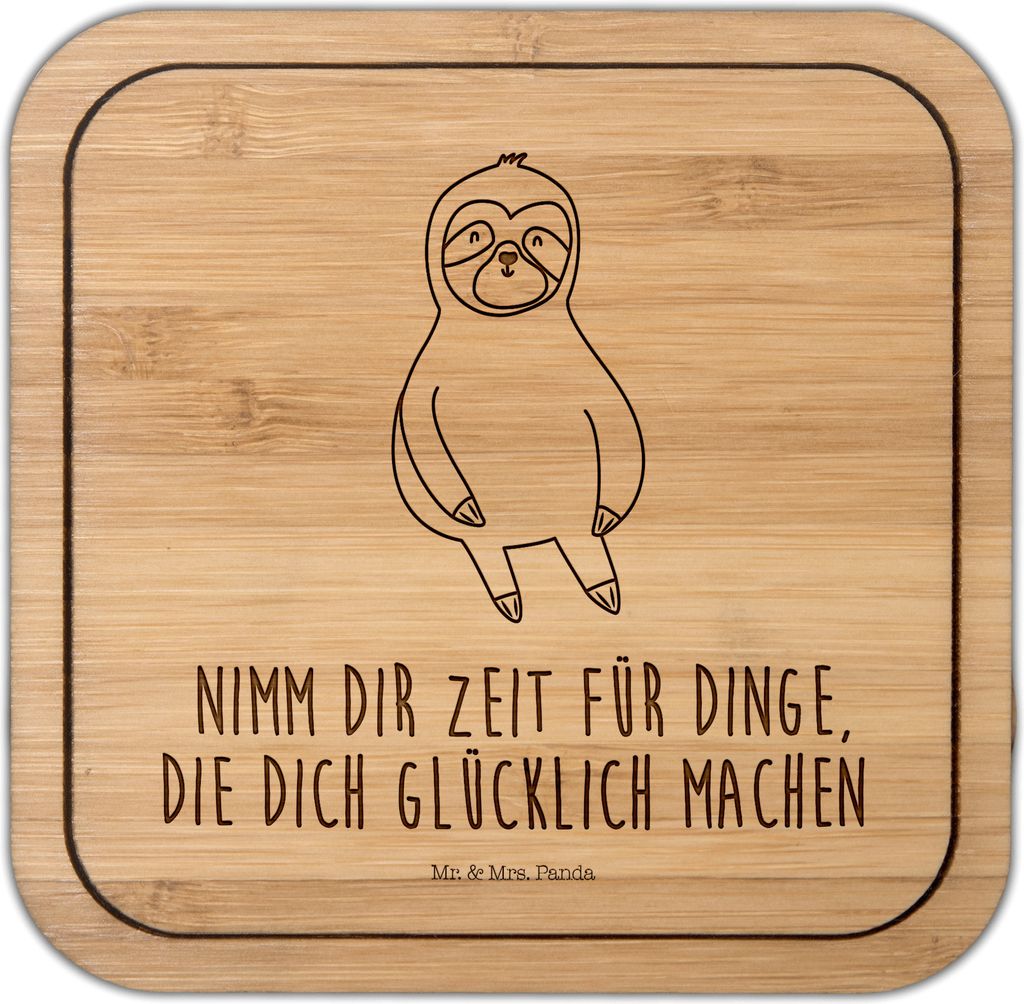 Mr. & Mrs. Panda Untersetzer Kork Faultier Zufrieden - Transparent - Geschenk, Glasunterlage, Pause, Coaster, gläseruntersetzer, Happy, Tischunter...