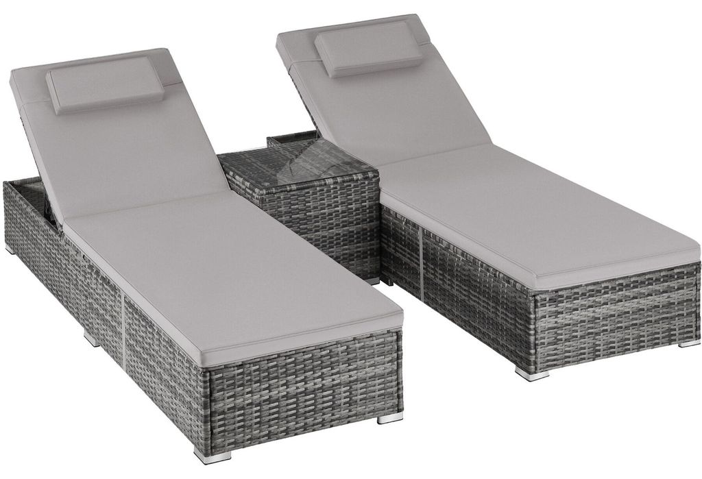tectake® Rattan-Doppelliege mit Tisch Carbonera, Produktbild 