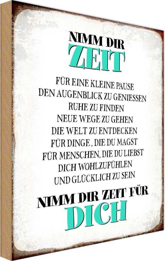 vianmo Holzschild 30x20 cm nimm dir Zeit für dich glücklich Spruch Zitat