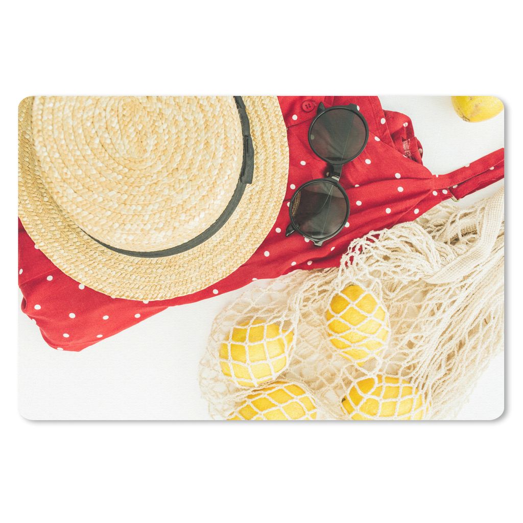 MuchoWow Mauspad Mousepad Sommer - Sonnenbrille - Hut 27x18 cm - Mousepads - Maus Mat - Pad - Mausunterlage - Büroartikel - Desk Matten
