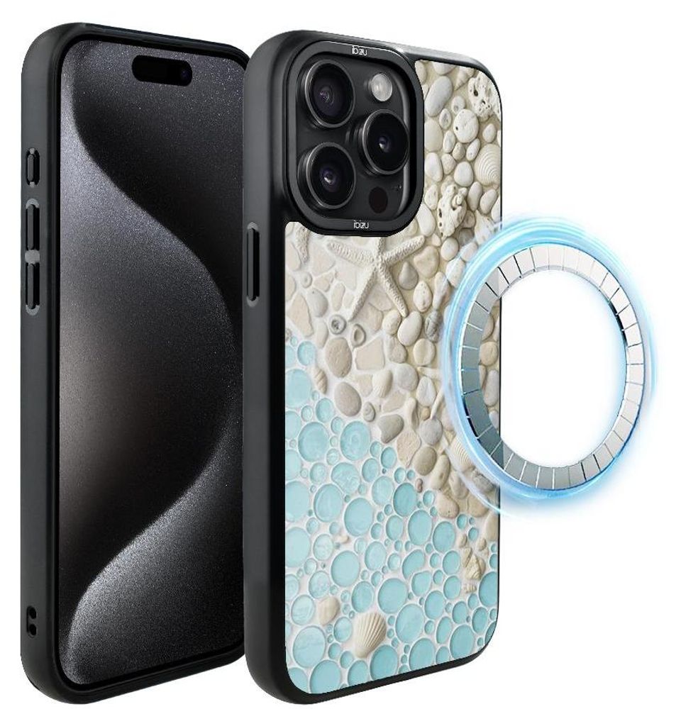 Schutzhülle für das iPhone 15 Pro Max, MagSafe-kompatibel, mattschwarze Seiten, Meer, Wellen, Strand