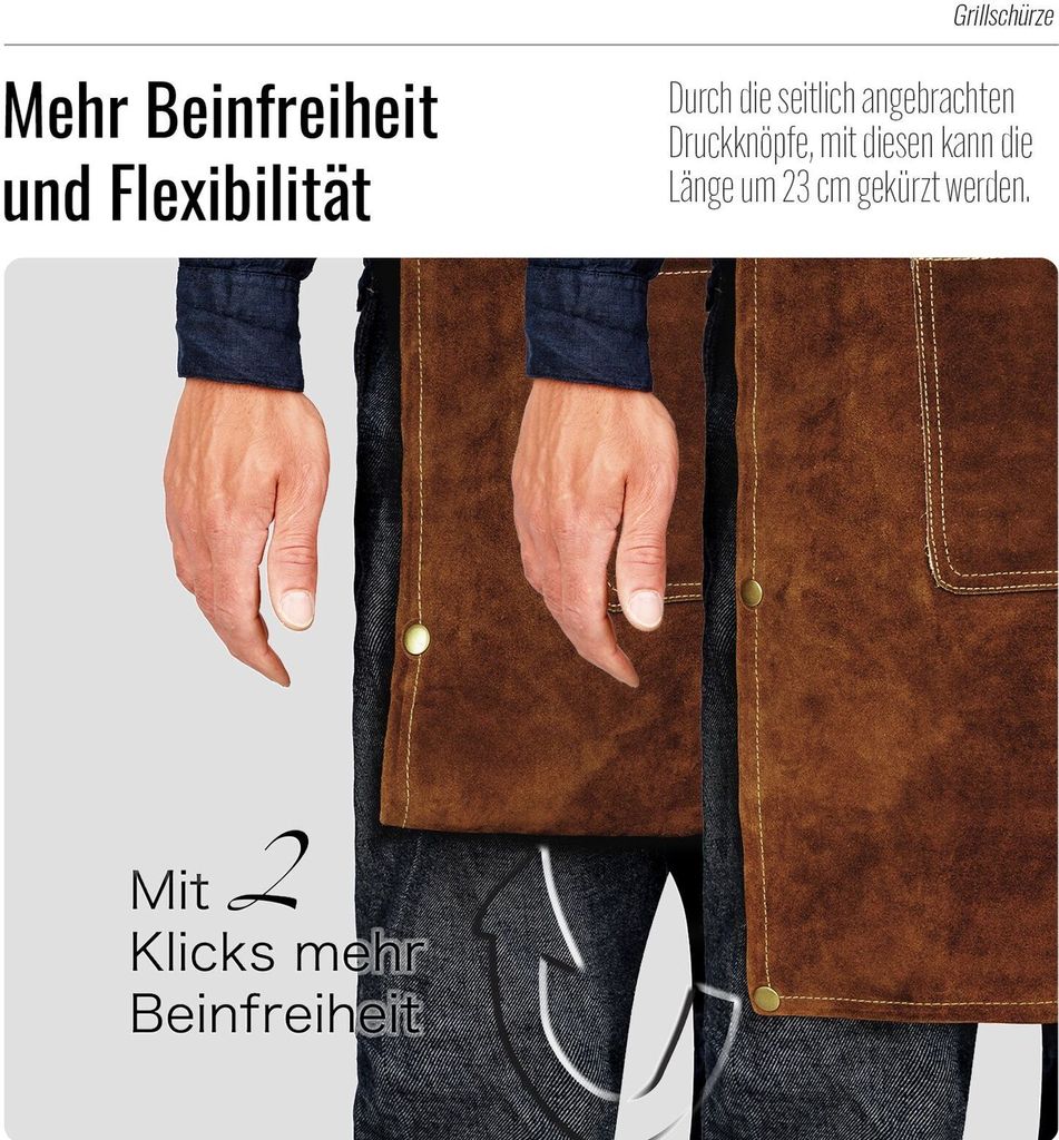 ROUGH Büffel Rau Wild Leder Arbeitsschürze, Grillschürze Produktbild 5