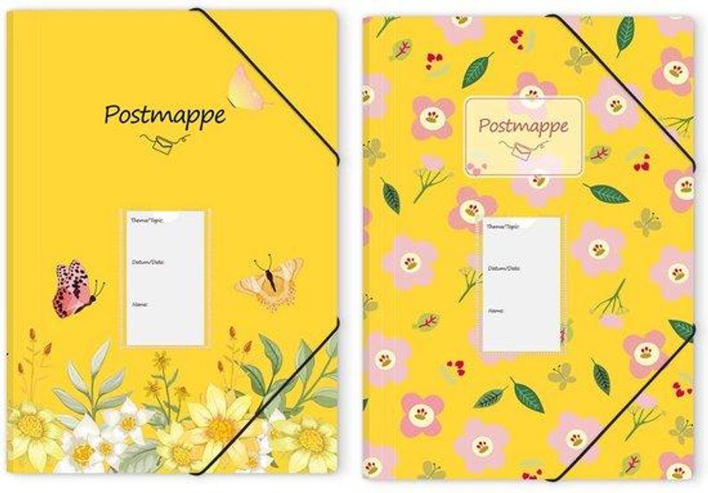 Kunststof A4-Map, 2er-Pack, geel, elastisch, hoeksluitingen