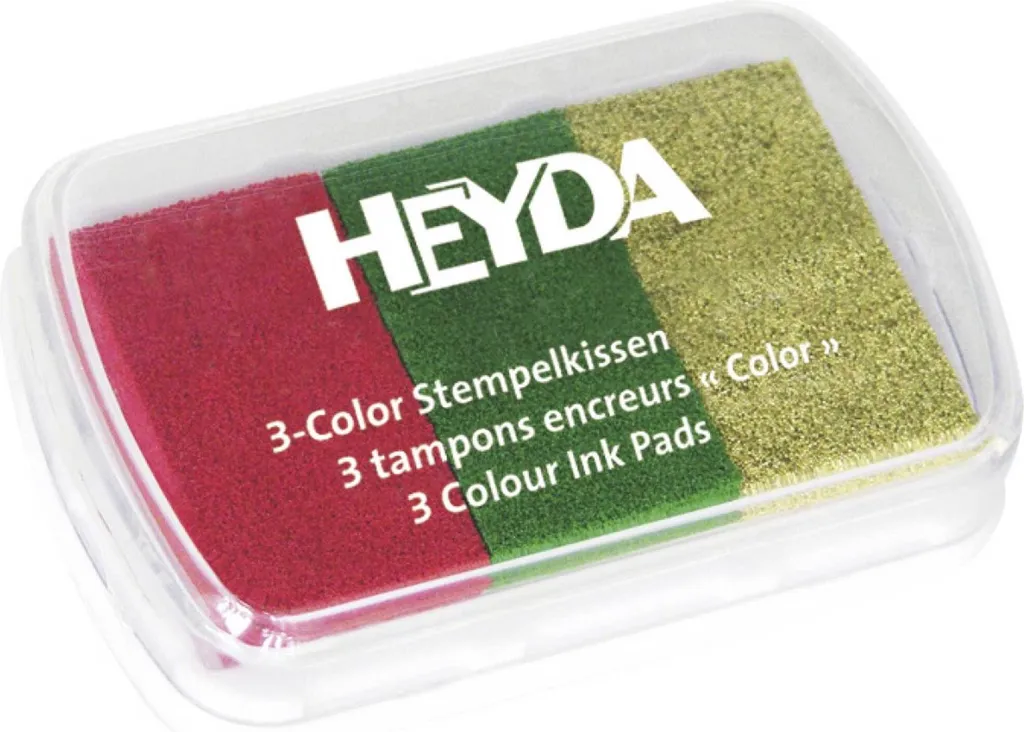 Encreur 3 couleurs HEYDA rouge vert foncé et or spécial scrapbooking