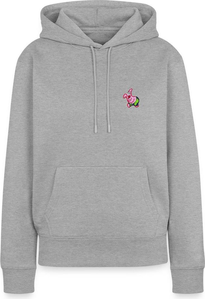 Spreadshirt SpongeBob Schwammkopf Patrick Star Stick-Motiv Damen Premium Hoodie, S, Grau meliert