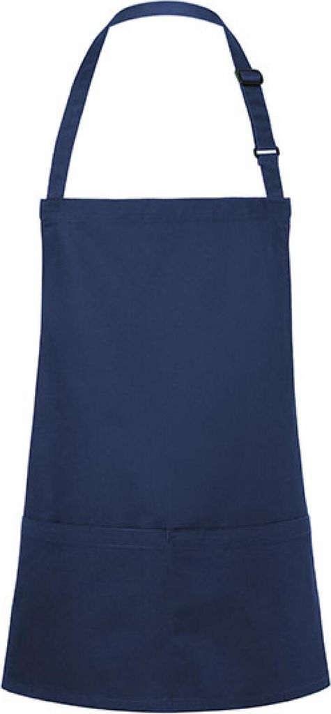 Karlowsky BLS6 | Kurze Latzschürze Basic mit Schnalle und Tasche - Farbe: Navy (ca. Pantone 2767C) - Größe: 75 x 60 cm