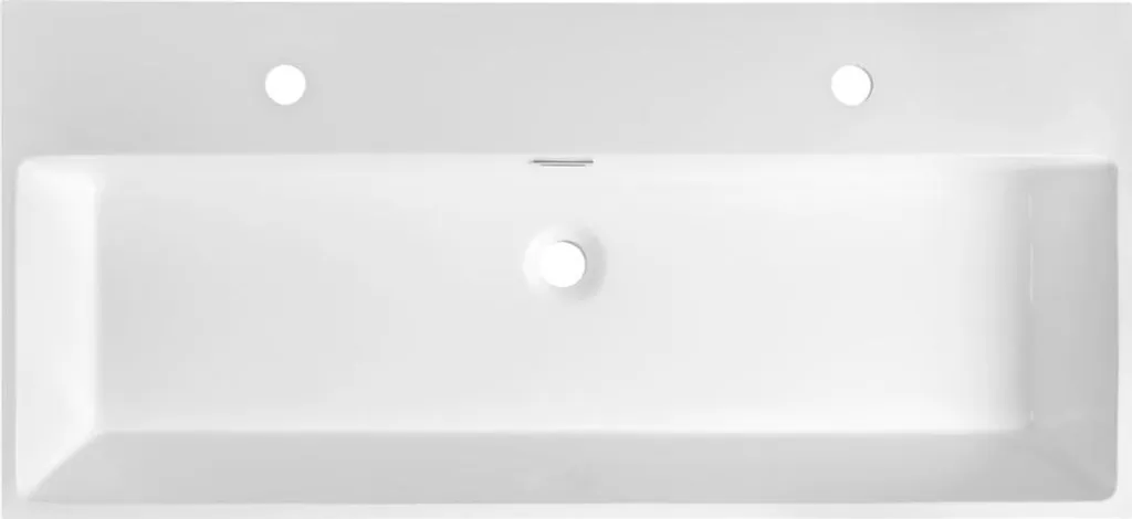 Lavabo AQUATIC marbre coulé blanc 100cm à double trou robinet