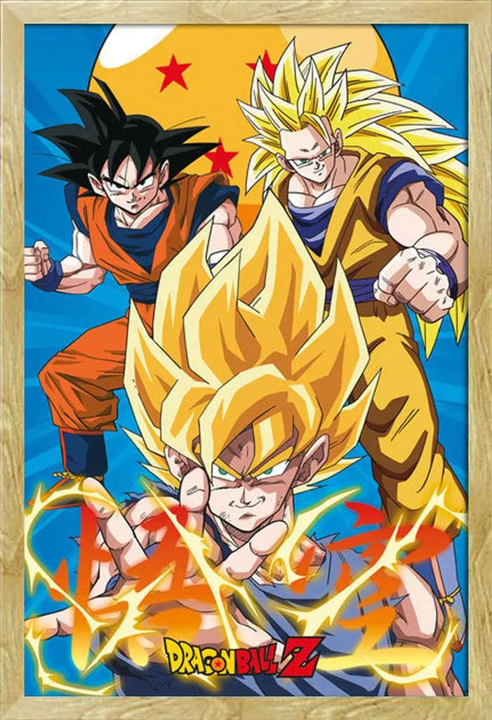 Poster DBZ encadré en bois MDF hêtre et vitre acrylique de sécurité