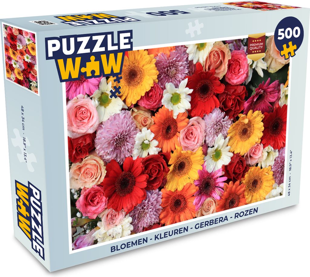 MuchoWow Puzzle 500 Teile Blumen - Farben - Gerbera - Rosen - 500 Teile - Kinder - Selberbauen - Puzzlespiele