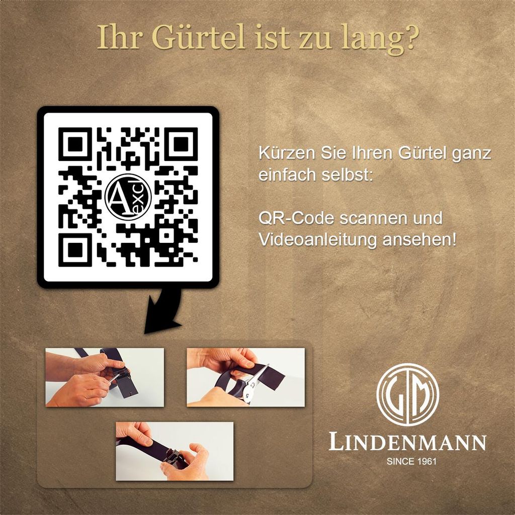 LINDENMANN Leder-Gürtel Herren 33 mm Vollleder braun, Größe / Size:Bundweite 115 cm Gesamtlänge 130 cm W 45.3 XXL, Farbe / Color:braun