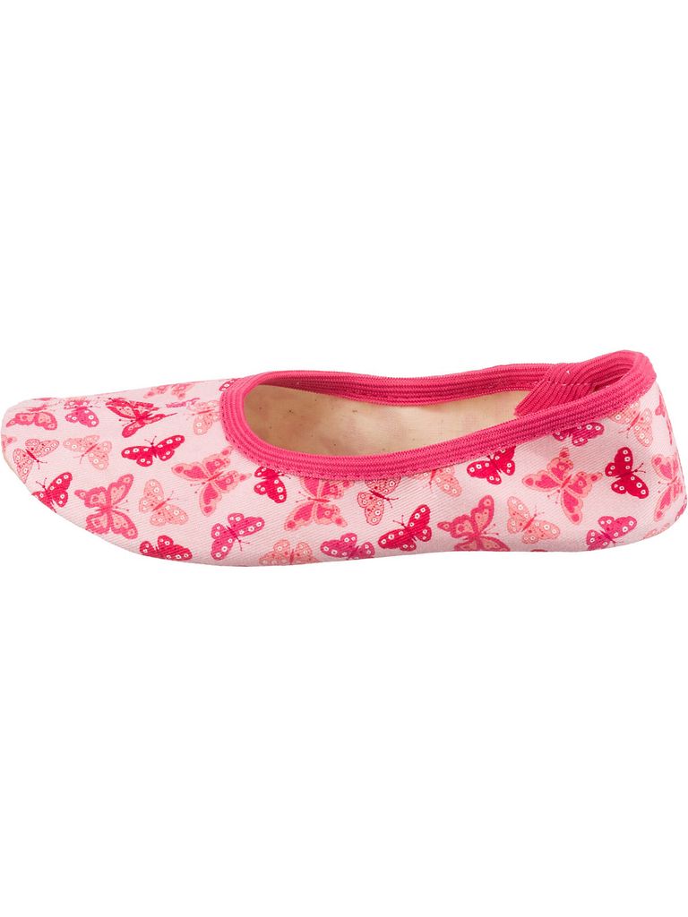 Beck Fille Papillon - Chaussons De Gymnastique Rose - Semelle Antidérapante - Pour Danse, Sport Et Maison