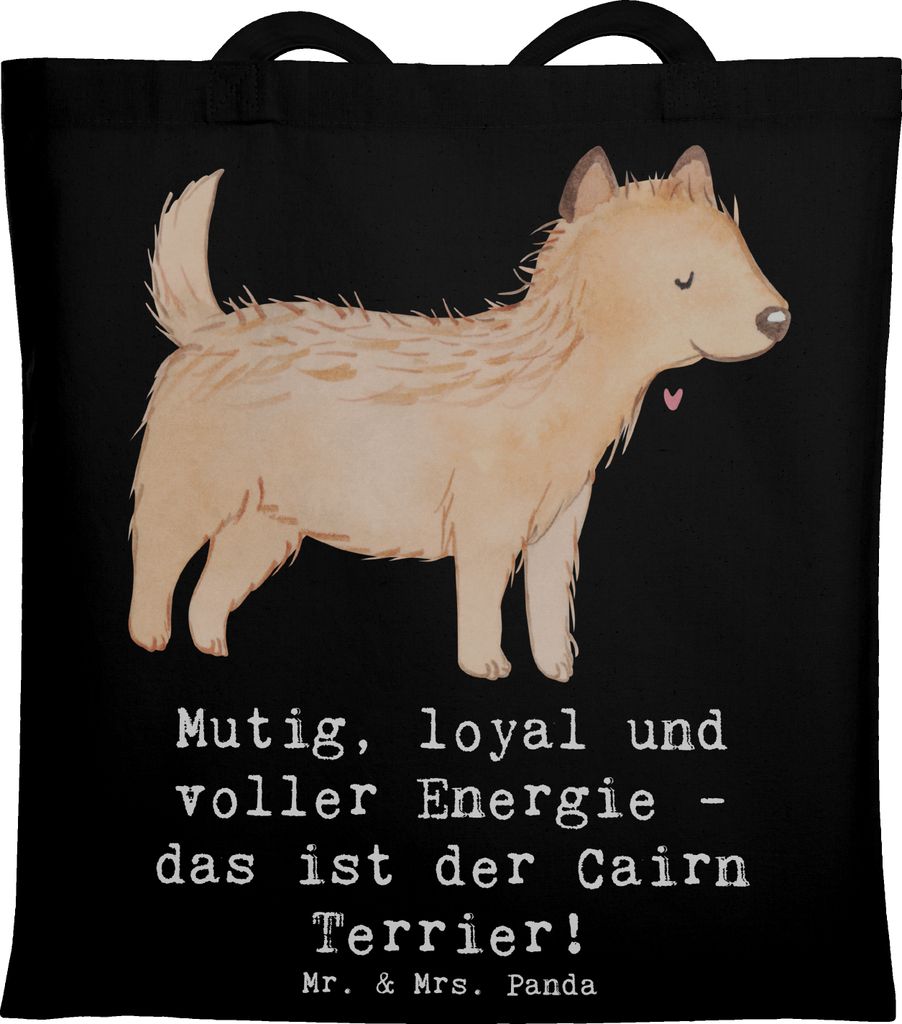 Mr. & Mrs. Panda Tote Bag Mutiger Cairn Terrier - Schwarz - Geschenk, Laptoptasche, intelligent, Hunderasse, Stoffbeutel, Hunderassen, Shopping Tas...