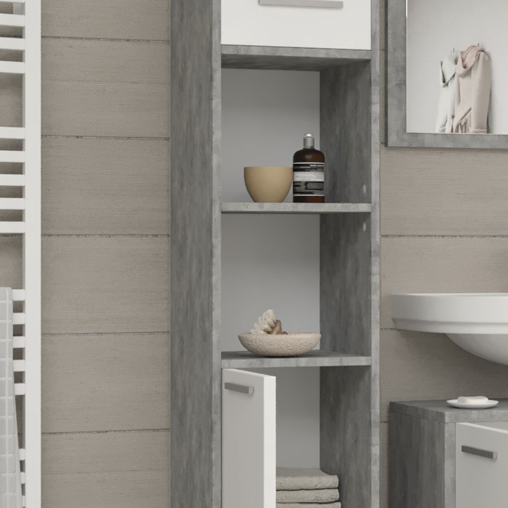 Vicco Szafka łazienkowa Kiko, 30 x 190 cm, Beton/Biały Zdjęcie produktu 5