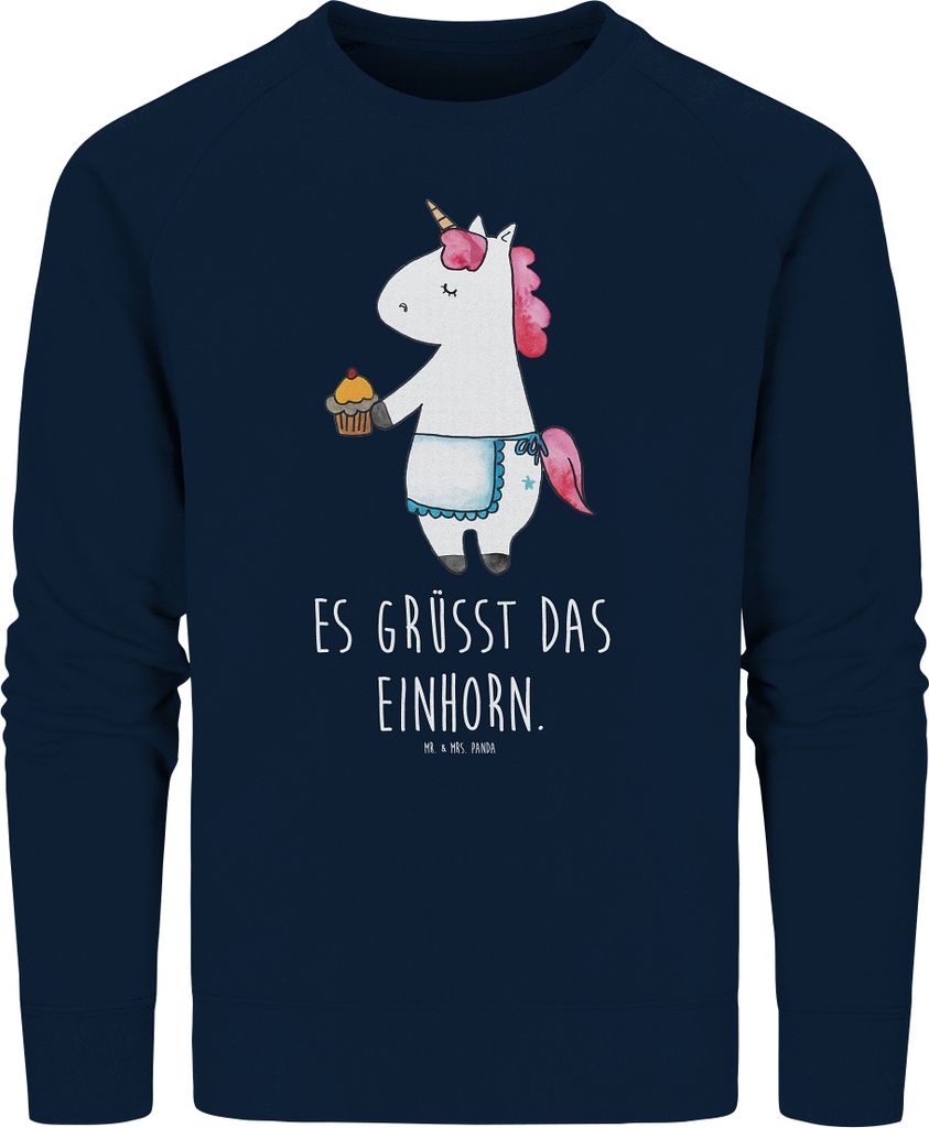 Mr. & Mrs. Panda Baumwoll Pullover Einhorn Muffin Größe L - French Navy - Geschenk, Sweater, Grüße, Geburtstag, Geburtstagsgrüße, Sweatshirt,...