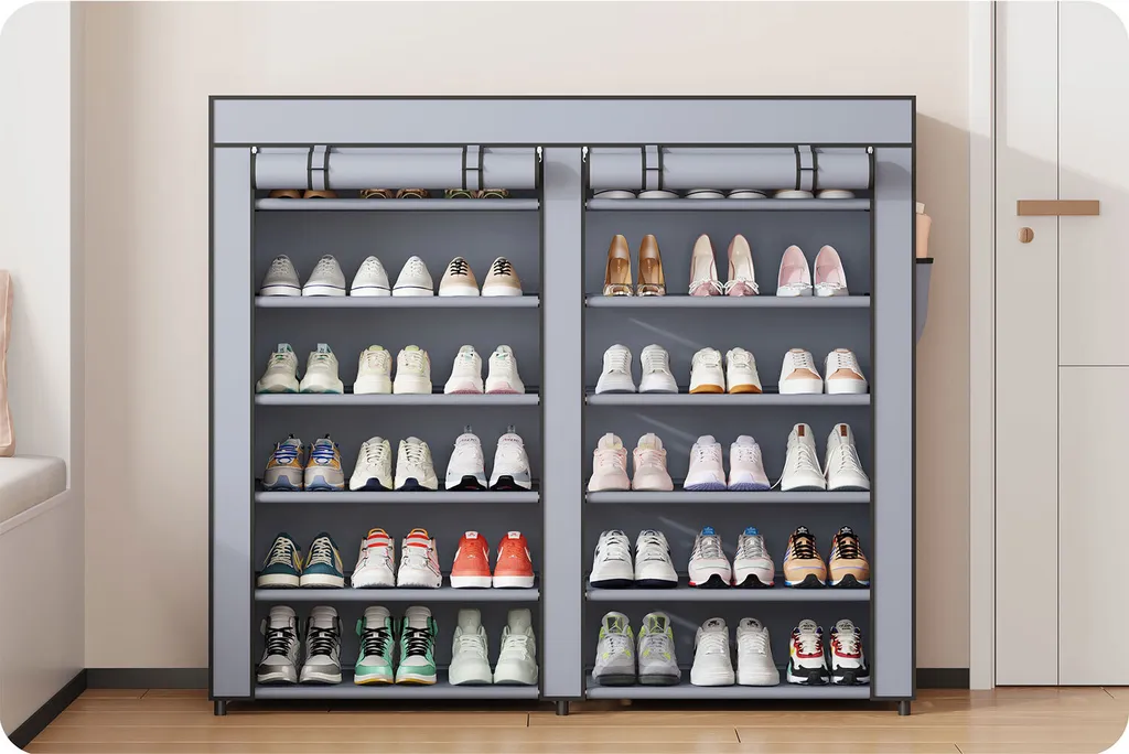 Rangement chaussures fermé Massido MS-805 graphite pour gain de place