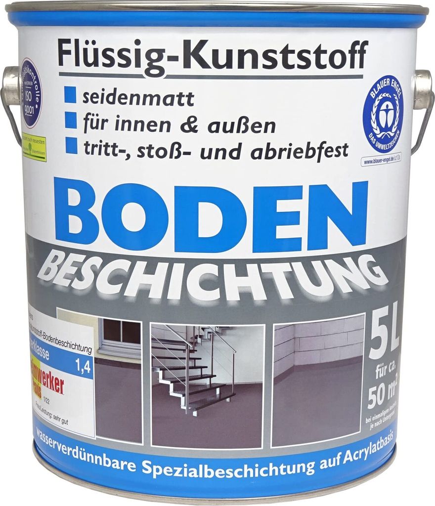 RENOVO Bodenbeschichtung/Flüssigkunststoff seidenmatt, kieselgrau RAL 7032