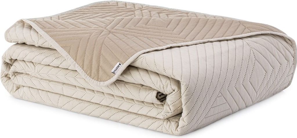 Bettüberwürf Tagesdecke zweiseitig Ultrasonic Steppung 200 x 220 cm - Creme-Beige