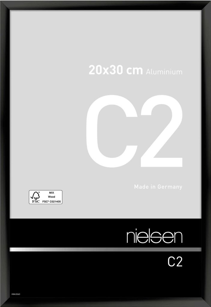 nielsen Aluminium Bilderrahmen C2, 20x30 cm, Eloxal Schwarz Glanz