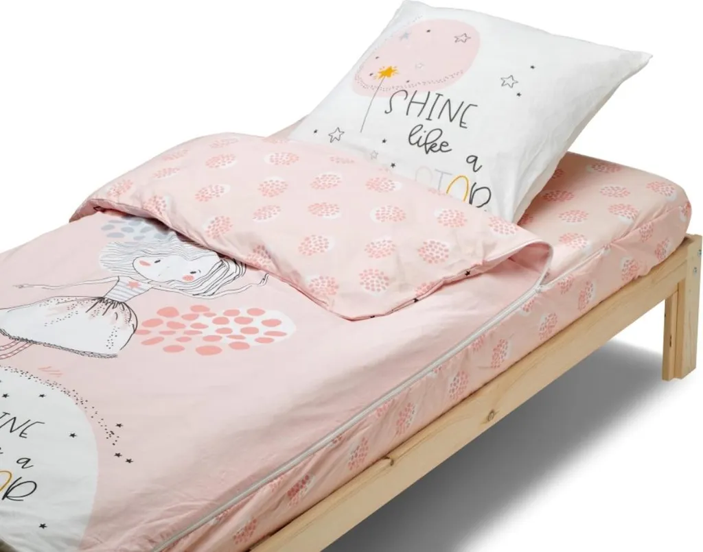 Housse de couette Caradou Shine Bleu Câlin pour lit enfant 90x190 cm